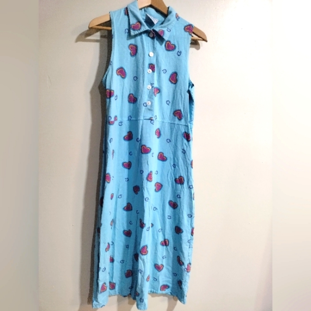 Zip Code blue dress with hearts